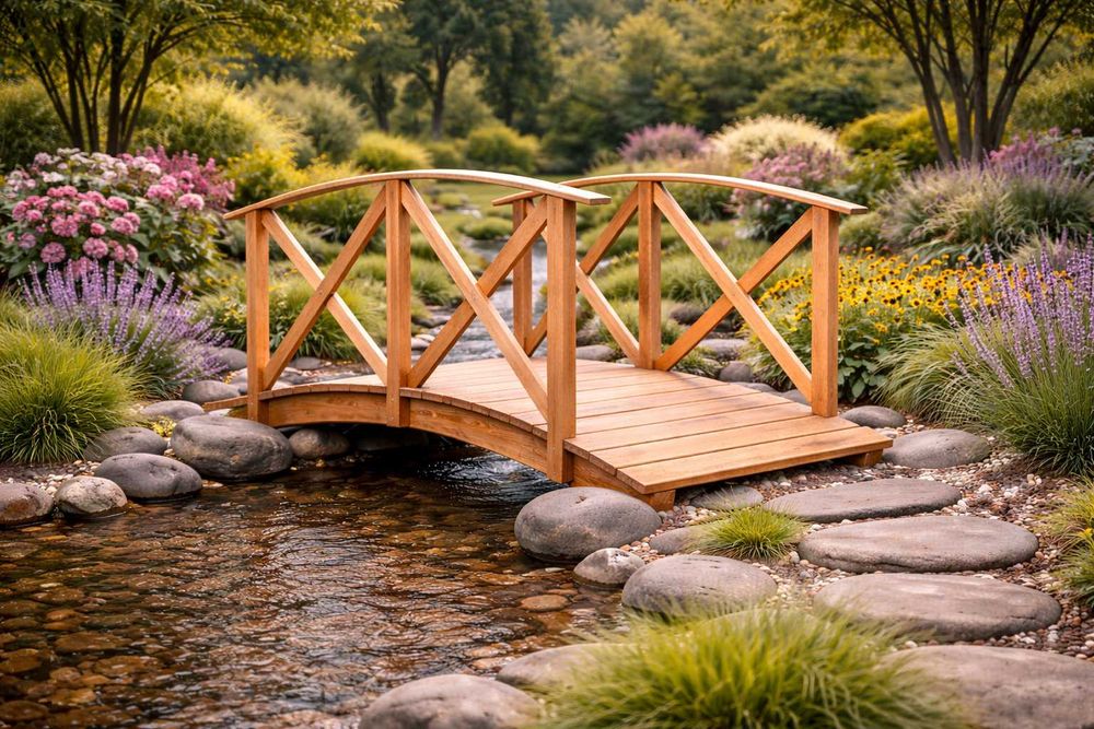 Mostek Ogrodowy Drewniany 200 cm - Kładka do Oczka Wodnego