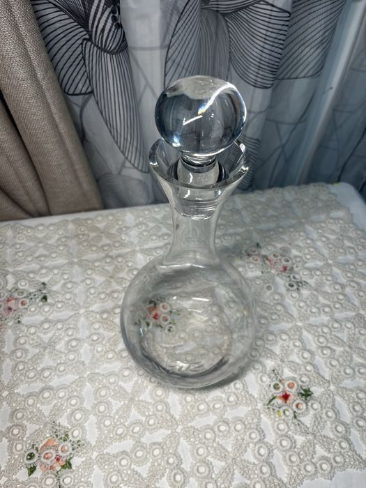 Szklana karafka z korkiem grawerowana motyw roślinny 30 cm #12