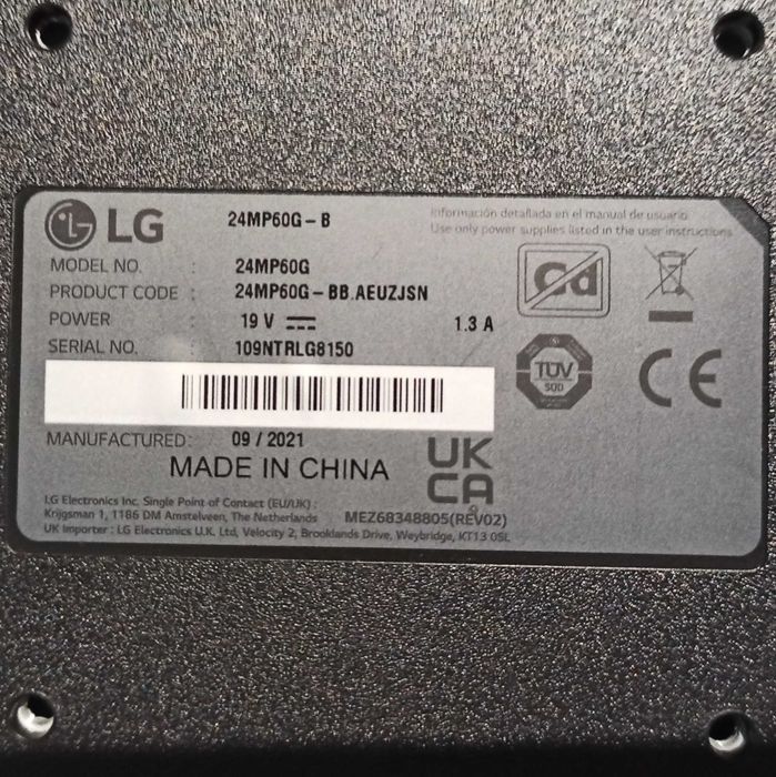 Monitor LG 24" modelo 24MP60G