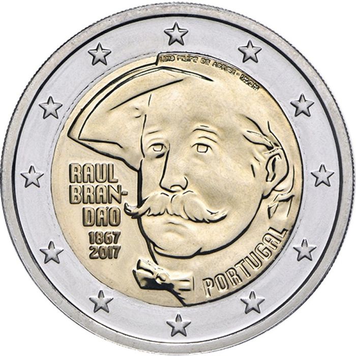 Moeda de 2€ alusiva a Raúl Brandão