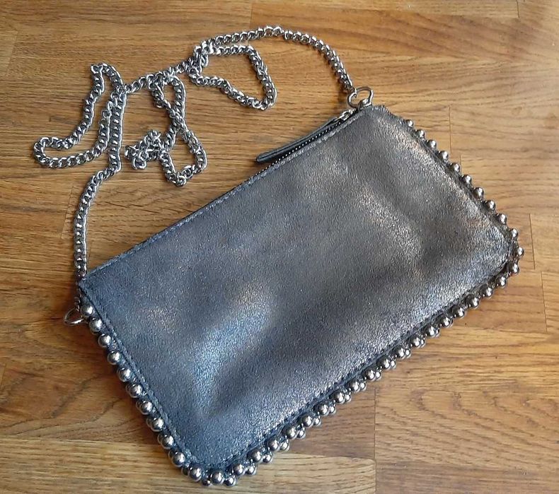 Mała torebka damska, srebrzysty grafit