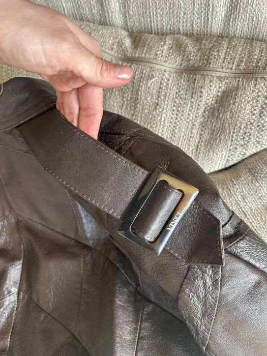 Brązowa patchorkowa skórzana kurtka Vinnci