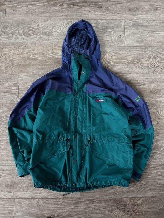 Trekkingowa Męska Lekka  Wodoodporna Kurtka Berghaus Vintage Mountain Trek Wiele Kieszeń Gore-tex