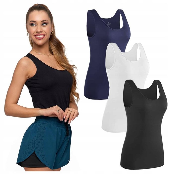 3x Damski Tank Top Bawełniany Moraj Podkoszulka Zestaw Komplet 3szt R.