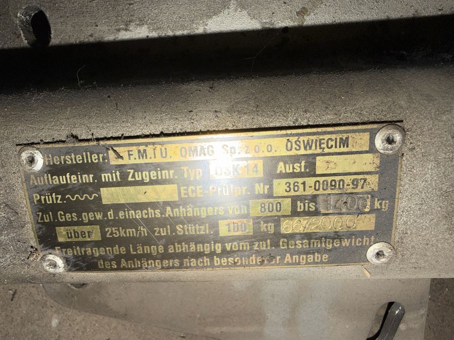 Urządzenia najazdowe z hamulcem OSK 14 (hak przyczepa)
