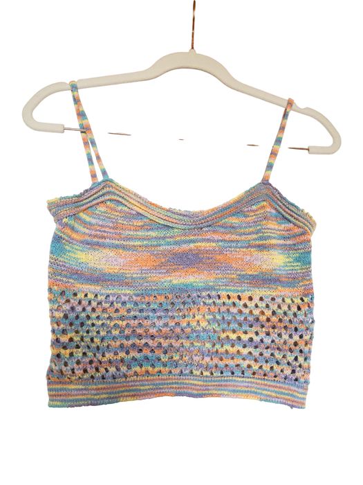 Letni komplet dzianinowy – top i spódnica, rozmiar M