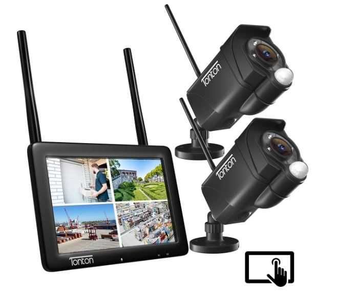 Zestaw 2 kamer do monitoringu 3MP dotykowy monitor z kartą 32GB Tonton