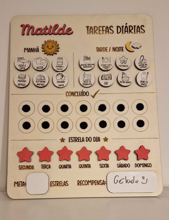Quadro de rotinas diarias e de tarefas