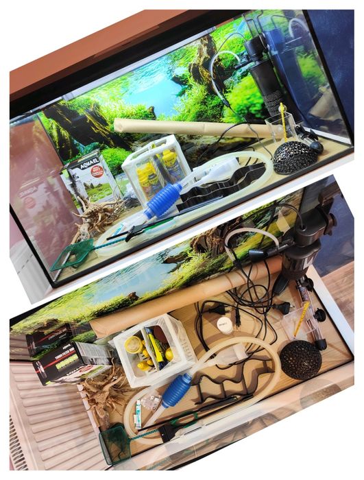 Akwarium 105 litrów plus wszystkie akcesoria ,filtr,grzałka, korzenie