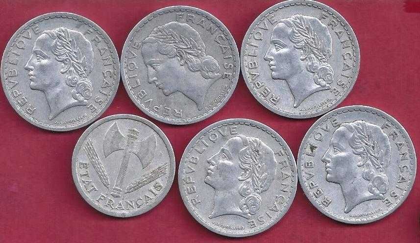 França  6  Moedas Antigas  5 Francos e 2 Francos