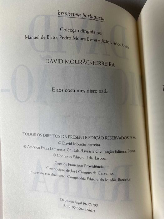 E aos Costumes Disse Nada, de David Mourão Ferreira