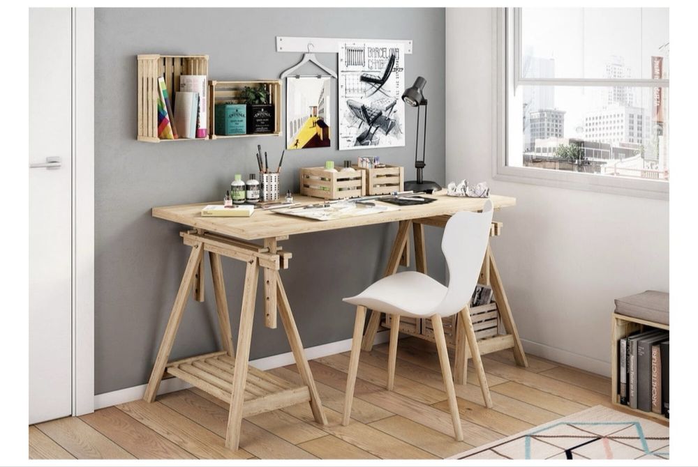 2 Cavaletes reguláveis de pinho 98,5-70x70x45 cm Astigarraga Eliotis