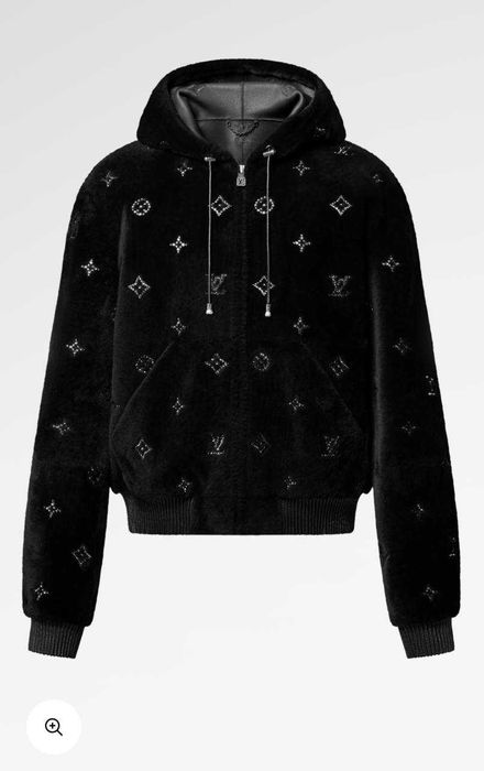 Authentic LOUIS VUITTON Monogram Embellished Shearling Hoodie
