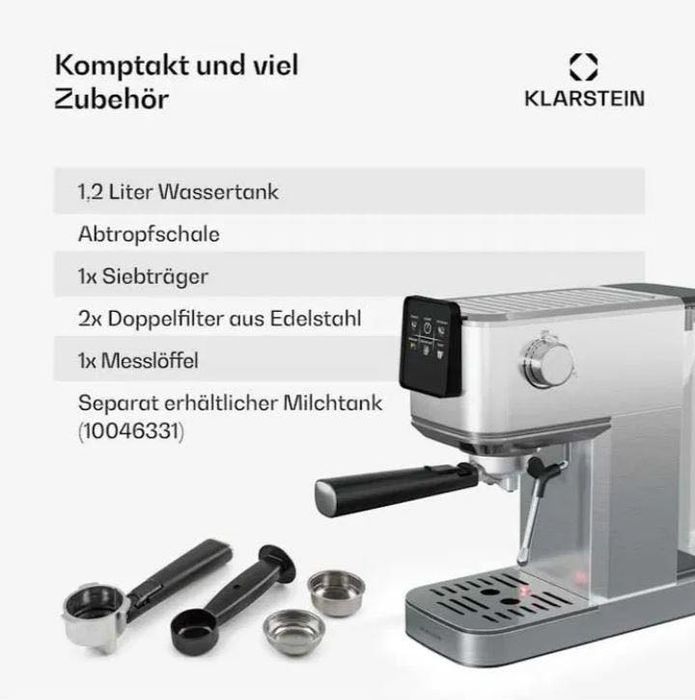 Кофеварка с капучинатором  SteelPresso Slim Touch 1350W 20Bar