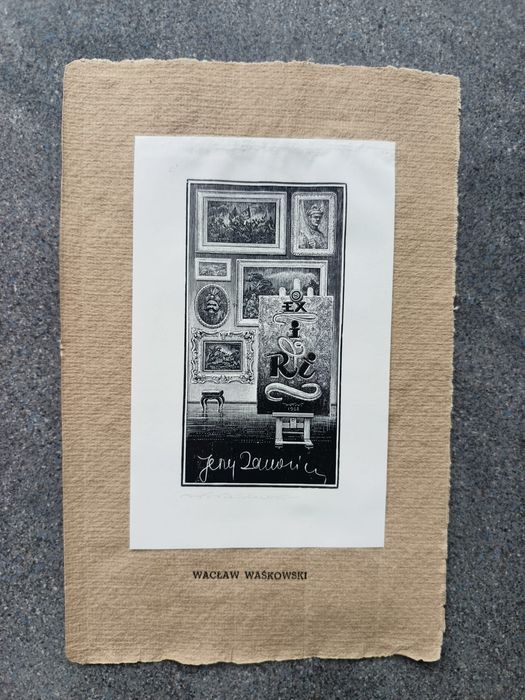 Exlibris, ekslibris Wacław Waśkowski z podpisem
