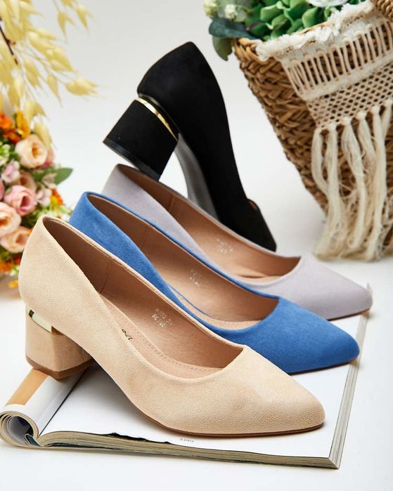 4 KOLORY 36 37 38 czółenka 39 40 41 na niskim obcasie czubek szpic zam