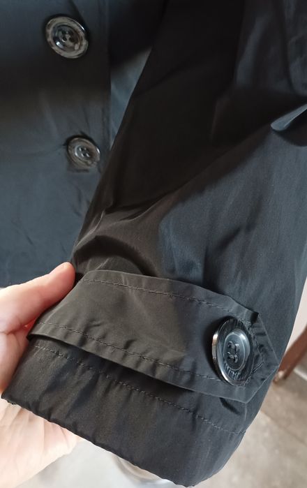 Płaszcz dwurzędowy trencz czarny rozmiar XL