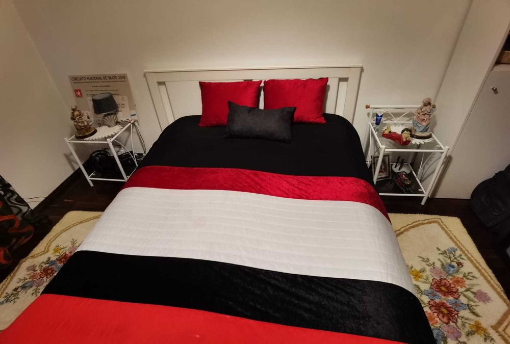 Cama de casal branco luroy 160x200