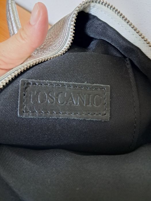Plecak skórzany Toscanio srebny jak nowy