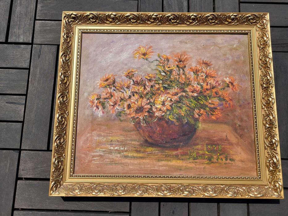 Obraz olejny - kwiaty w wazonie - 1978