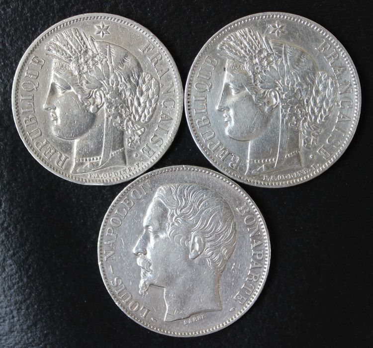 монета 5 франков 1833,1841,1849,1850,1852,1869,1873 года