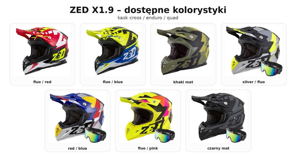 Kask Motocyklowy cross enduro quad Horn H915 czarny mat + gogle ECE 22.06 XS-XL
