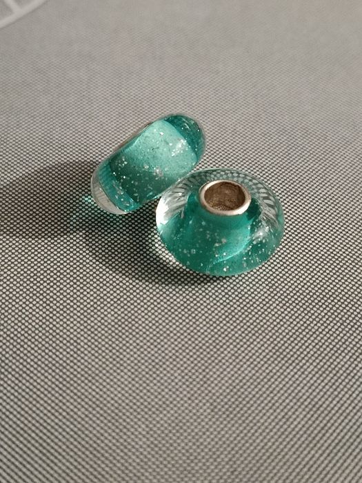 2szt. Nowe charmsy murano miętowe - srebro 925