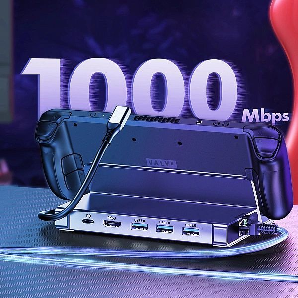 Hub Choetech M52 do Steam Deck Usb-c - Usb-c Pd/usb-a/hdmi/rj45 - szar