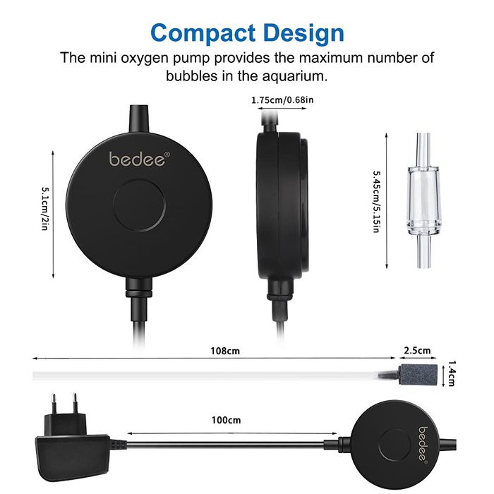 Pompka powietrza do akwarium bedee