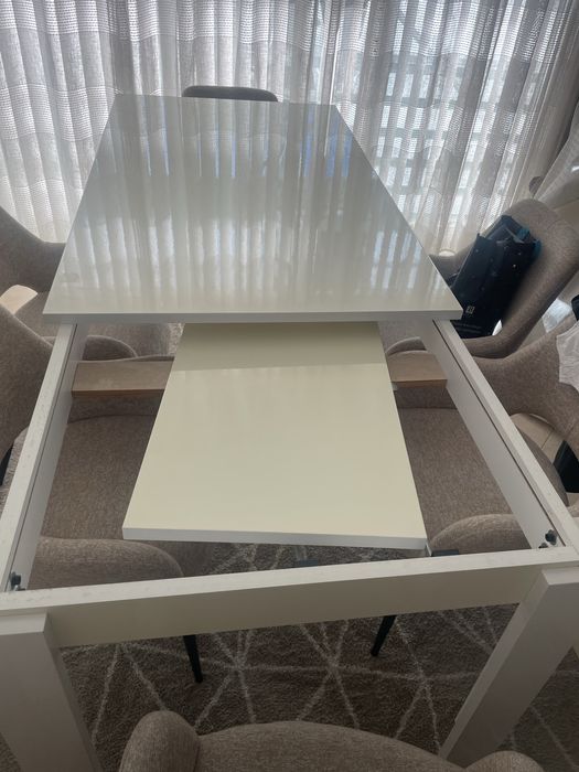 Mesa branca lacada 90x 160/205 (extensivel)