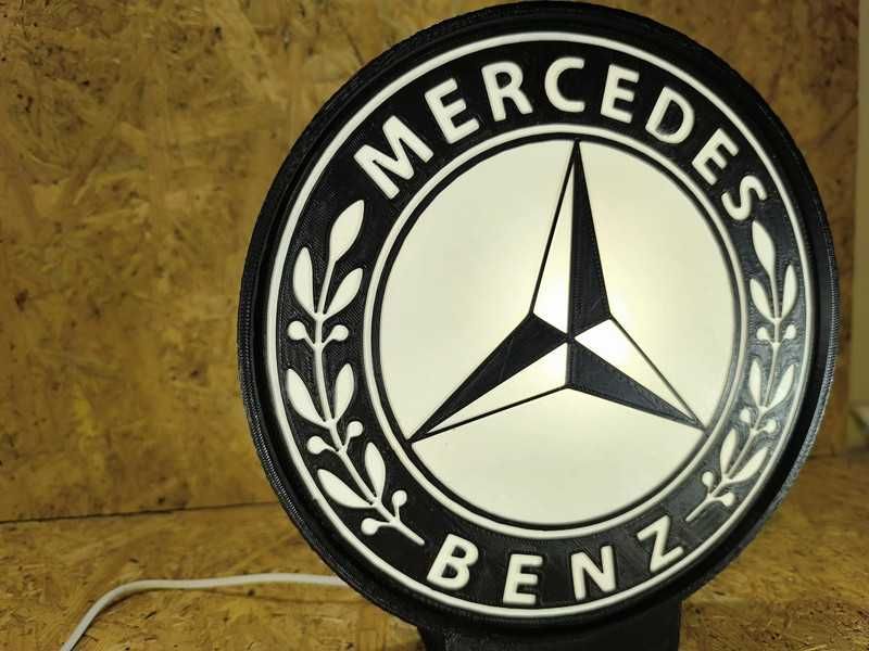 Lightbox luminaria decorativa Mercedes-Benz 2 cores