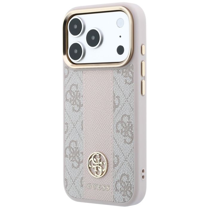 Etui Guess 4G with Stripe Round and Classic Logos MagSafe do iPhone 18 Pro / 17 Pro różowy