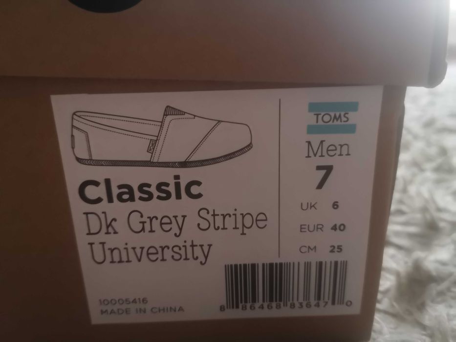 NOWE Espadryle Toms Classic, Szary, r. 39