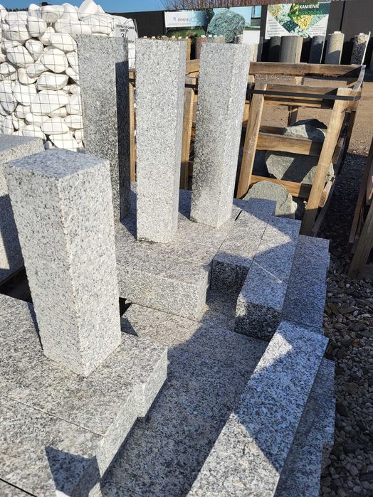 Palisada granitowa 10/10/50 szara cięta obrzeże słupek granit ogrodowy
