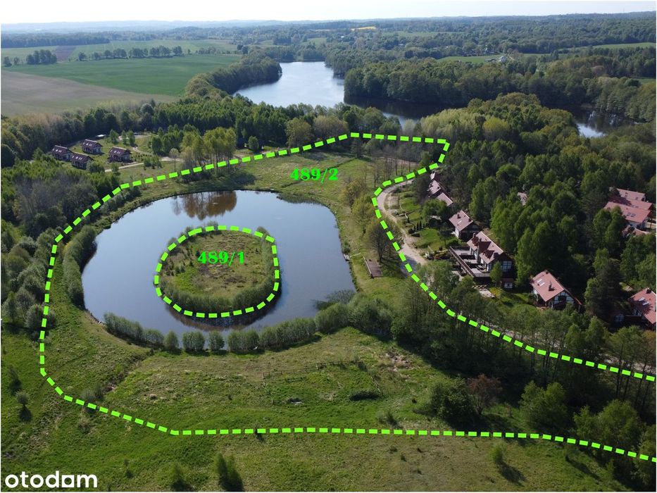 Prywatna wyspa+ zarybiony staw, 4,6 ha, możliwość zabudowy-Kaszuby.