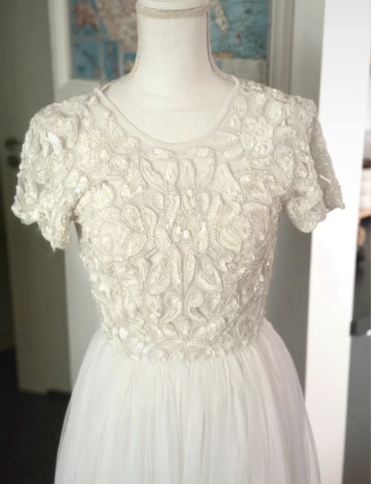 Isabelle zdobiona suknia ślubna tiul ASOS XS _M8F