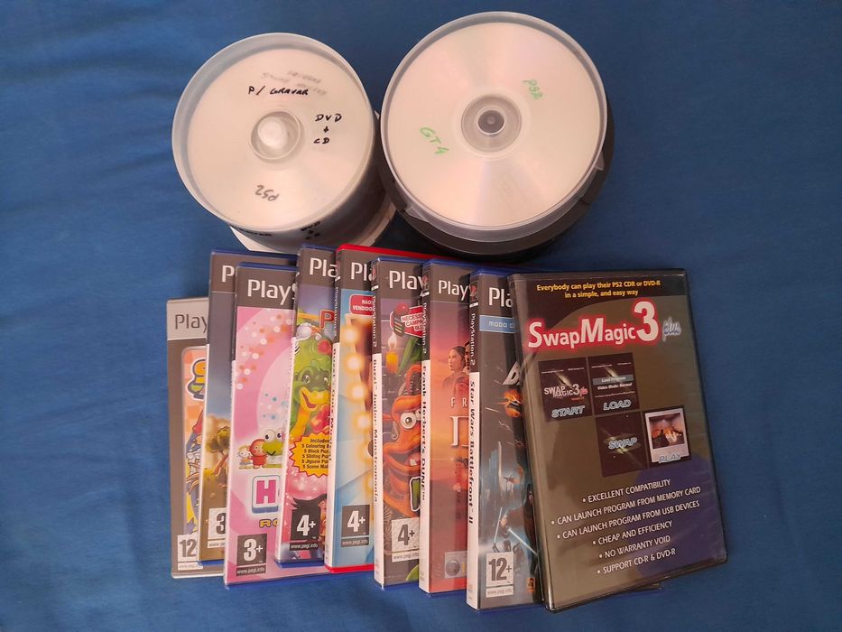 Conjunto de acessórios para Play Station 2 mais consola para peças