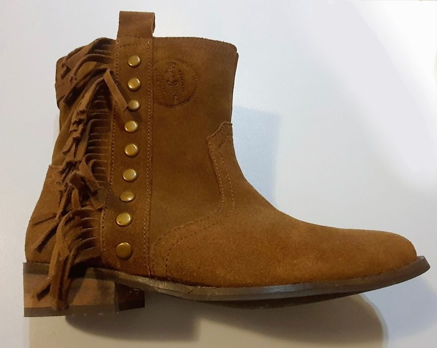 Pepe Jeans_kowbojki_botki zamszowe_karmelowo-brązowe_35_NOWE