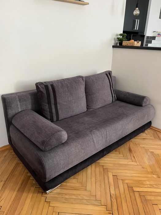 sofa z funkcją spania black red white