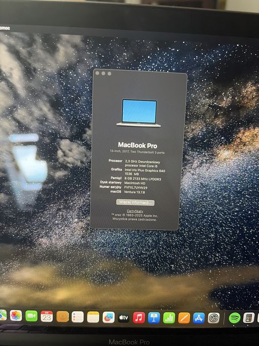 MacBook Pro 13" (2017) | Intel i5 / 8GB RAM / Retina | Zadbany!