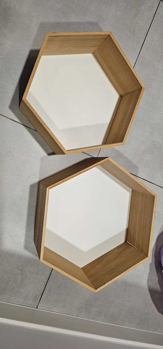 Zestaw 2 półek dekoracyjnych Hexagon / Plaster miodu - Drewno