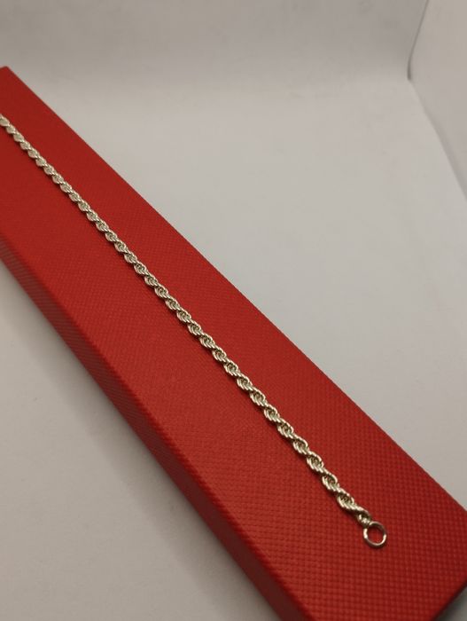 Srebrna bransoletka, kordel, próba 925, długość 20 cm