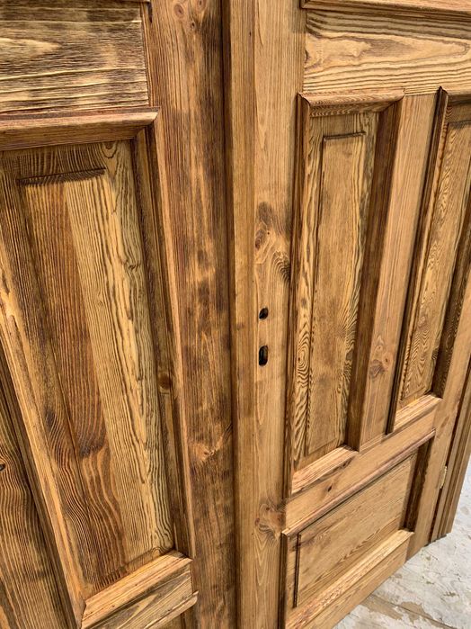 Drzwi Dwuskrzydłowe drewniane LITE SZCZOTKOWANE postarzane retro