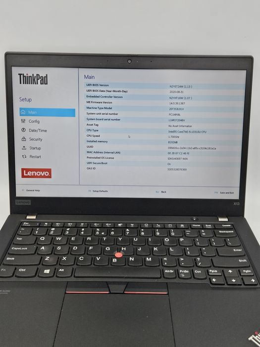Lenovo X13 gen1 i5-10310U vPro/8GB/256SSD/W11