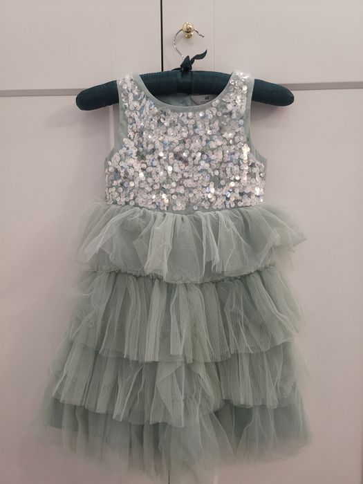 H&M sukienka cekiny falbanki 116 j. Nowa