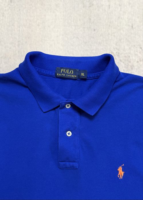 Оригінальний Ralph Lauren синя чоловіча поло в ідеальному стані розмір XL