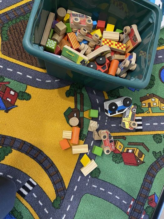 Klocki drewniane, układanki, mini jenga