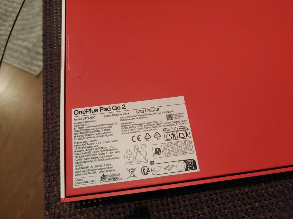 ONEPLUS PAD GO 2 5G 12,1" 8/256GB 2.8K 120Hz WIFI6 BT5.4 OxygenOS 16