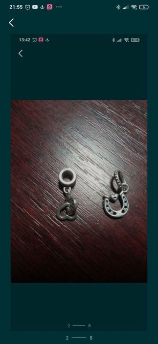 Намистини оригінальні Pandora зі срібла 925 проби 2 шт