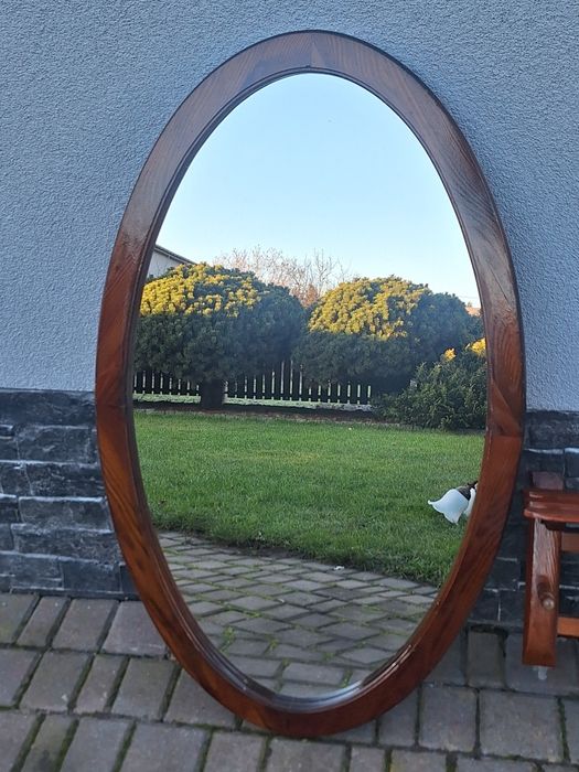 Lustro owalne drewniana rama retro vintage